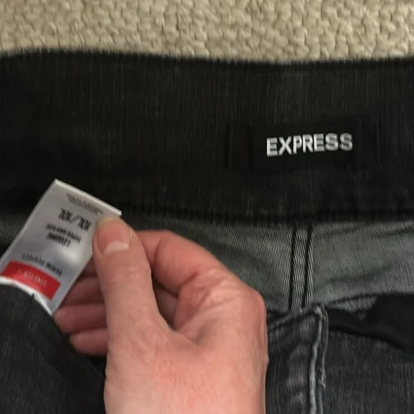 Super high waisted Express double button slim jeans in faded black size 10 LONG - Picture 3 of 4